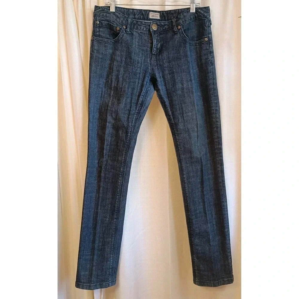 Free People Womens 31 Dark Wash Straight‎ Leg Denim Jeans Mid Rise Vtg Casual